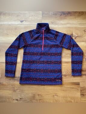 Eddie Bauer Multicolor Geometric Fleece Quarter-Zip